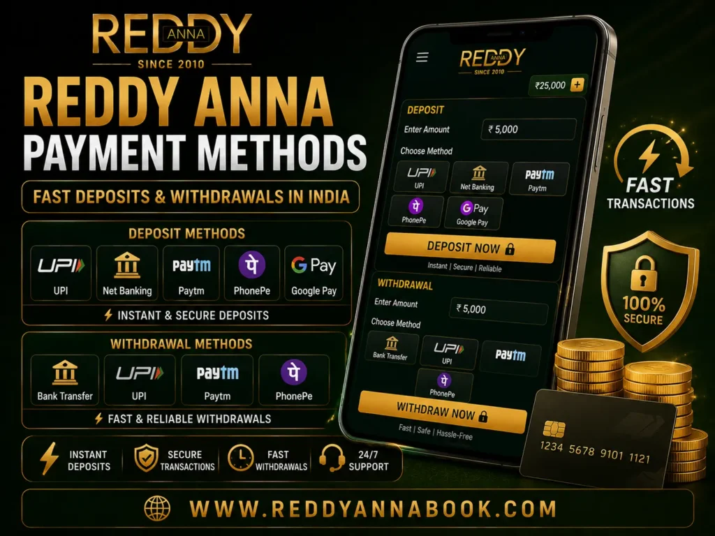 Reddy Anna Payment Methods – Fast Deposits & Withdrawals in India